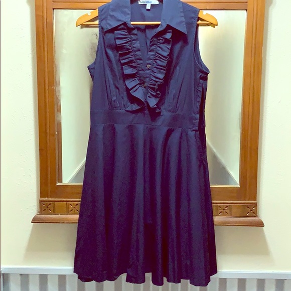 bailey blue Dresses & Skirts - Navy ruffle v neck, collared dress-Lg